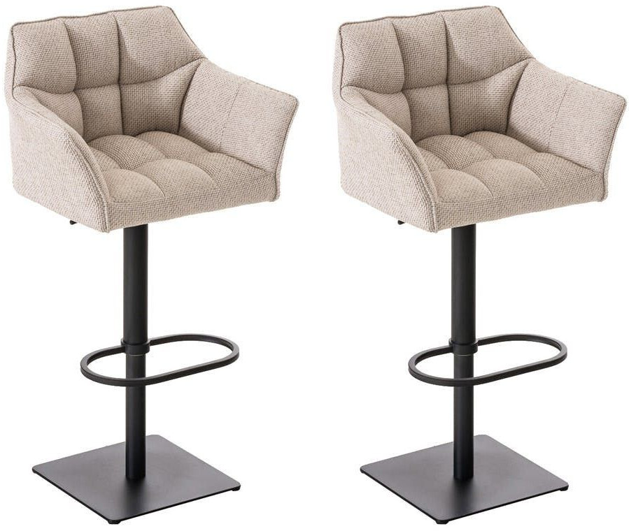 CLP Set of 2 bar stools Damaso fabric black ivory (314972)