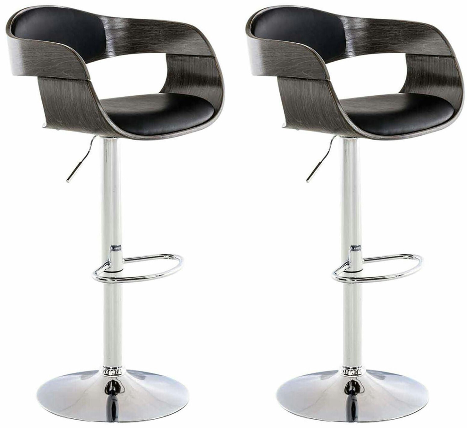 CLP Set of 2 bar stools Kingston faux leather black/gray (306530)