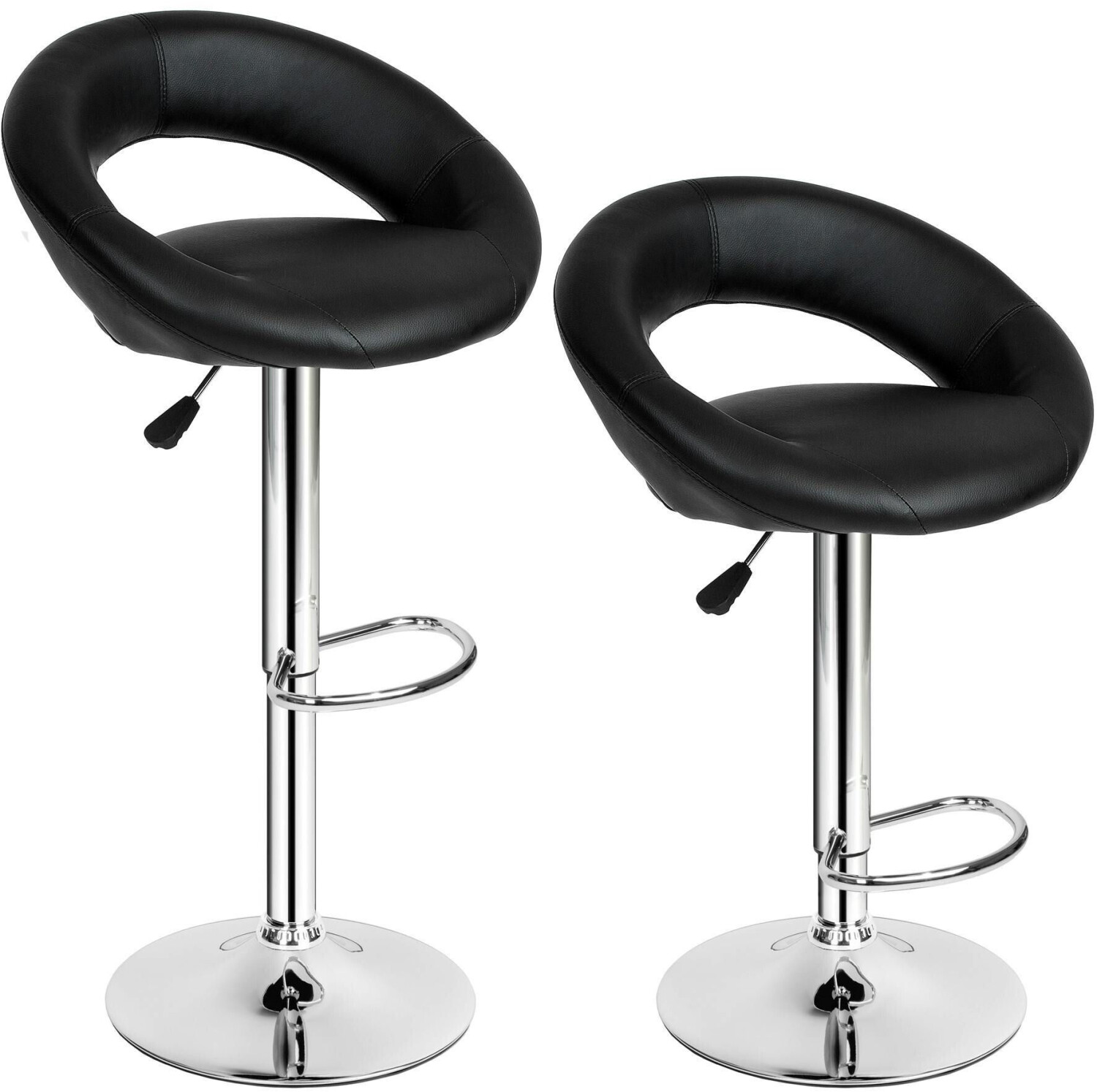 TecTake Set of 2 bar stools Christian seat height 63 - 83 cm - black (401560)