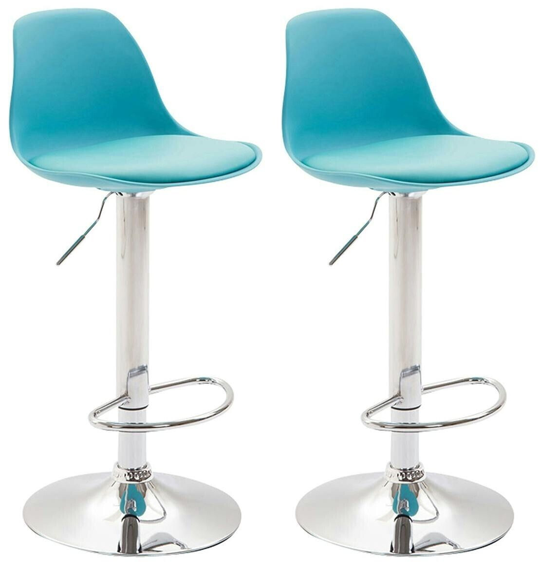 CLP Set of 2 bar stools Kiel plastic chrome blue (314191)
