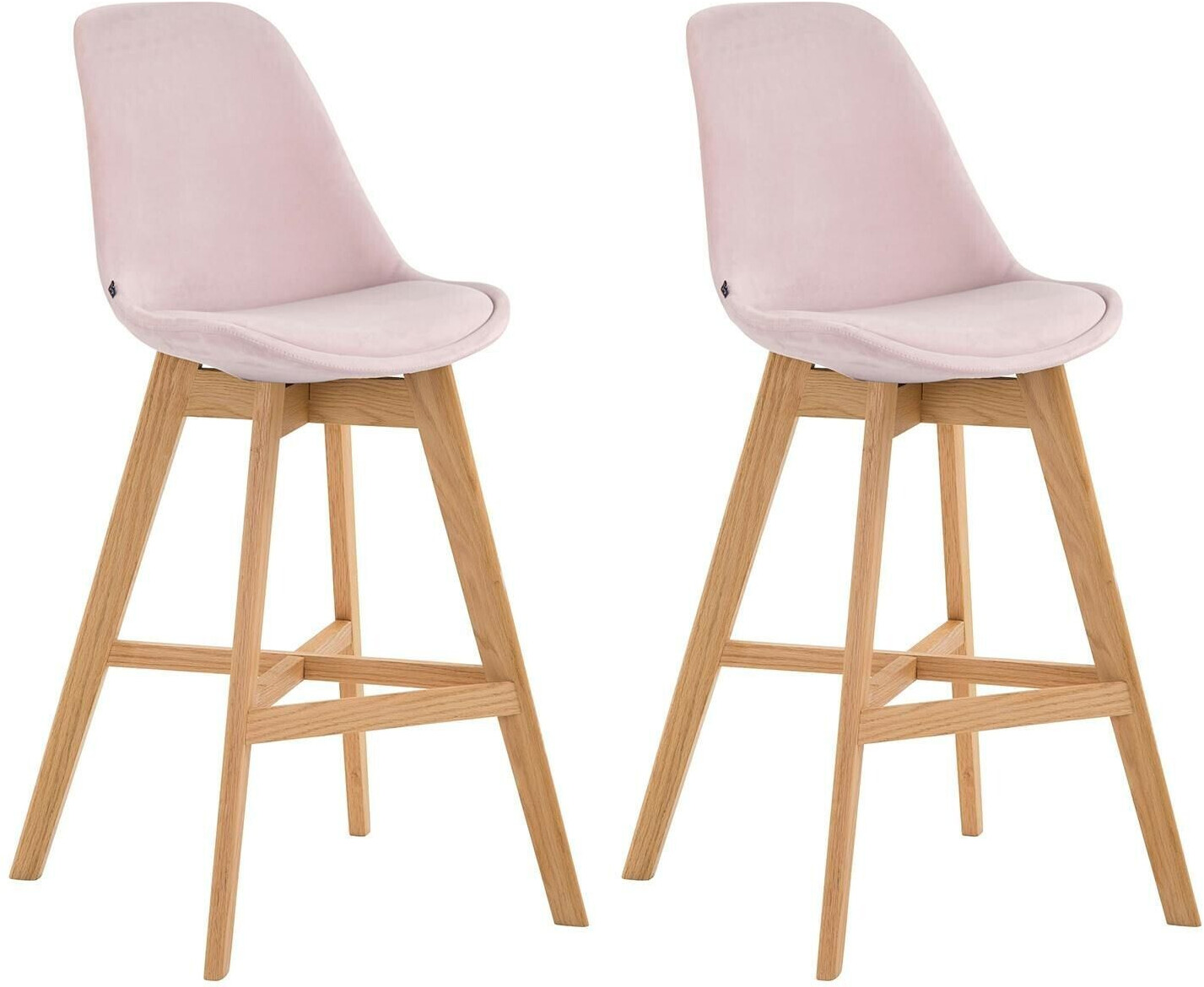 CLP Set of 2 bar stools Cannes velvet natural pink (312788)