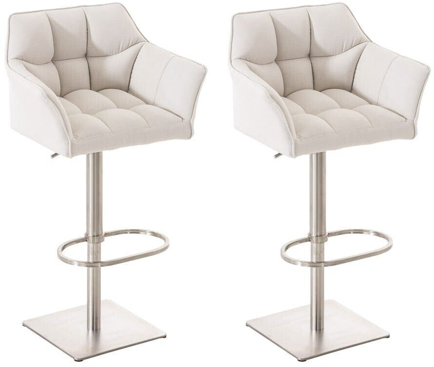 CLP Set of 2 bar stools Damaso fabric stainless steel white (314988)