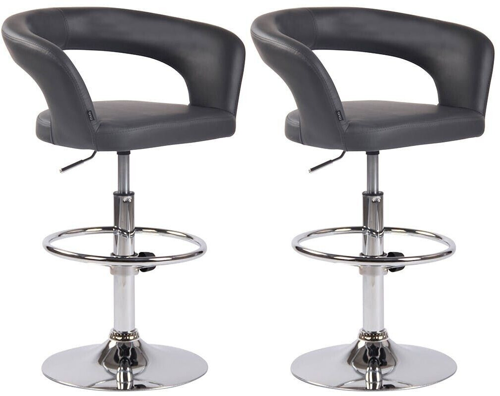 CLP Set of 2 bar stools Jaen faux leather gray (316142)