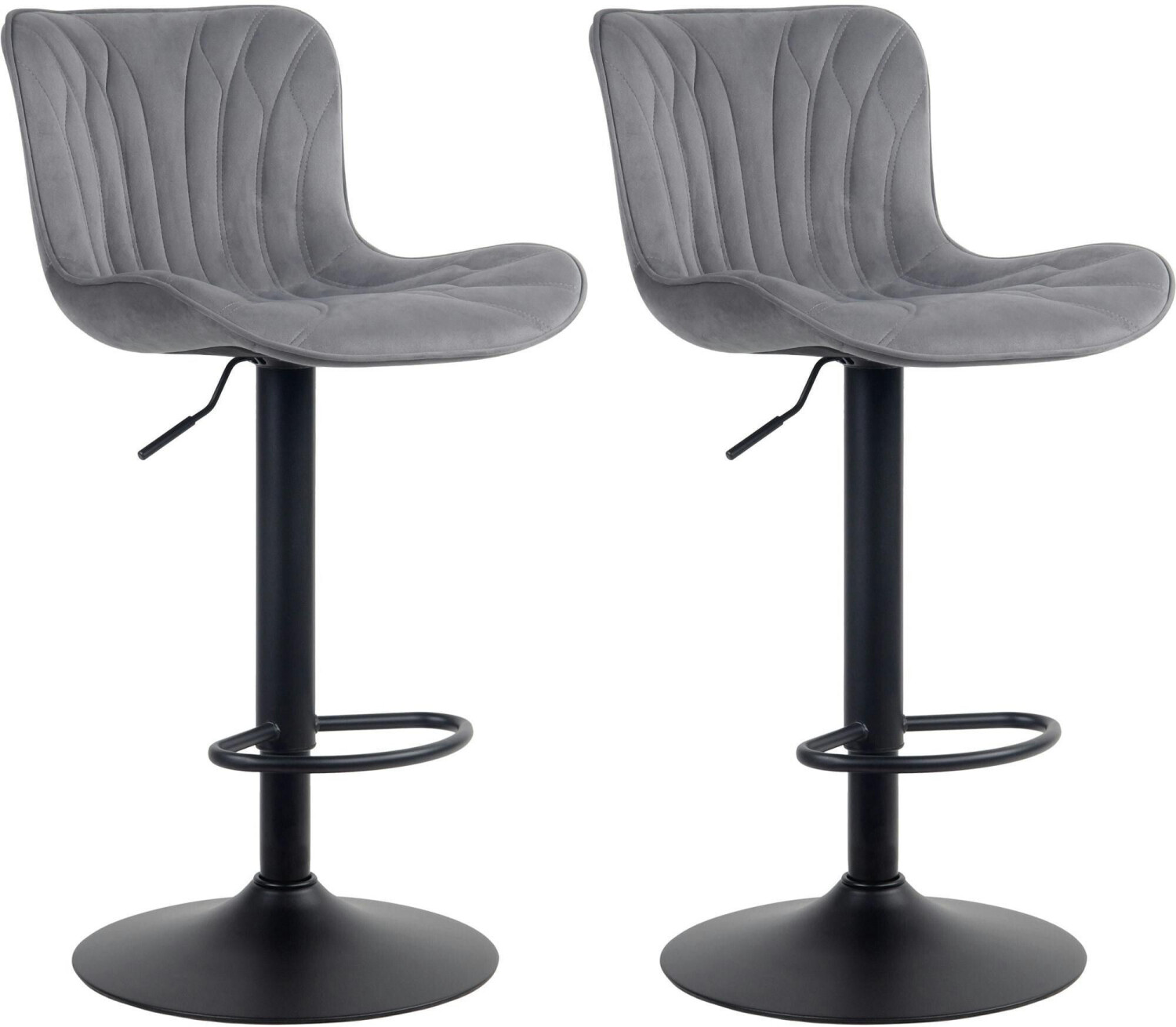 CLP Set of 2 bar stools Linus velvet dark gray (322364)