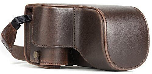 MegaGear MG1015 Ever Ready Leather Case and Strap with Battery Access fro Sony Alpha A6500 Camera - Dark Brown