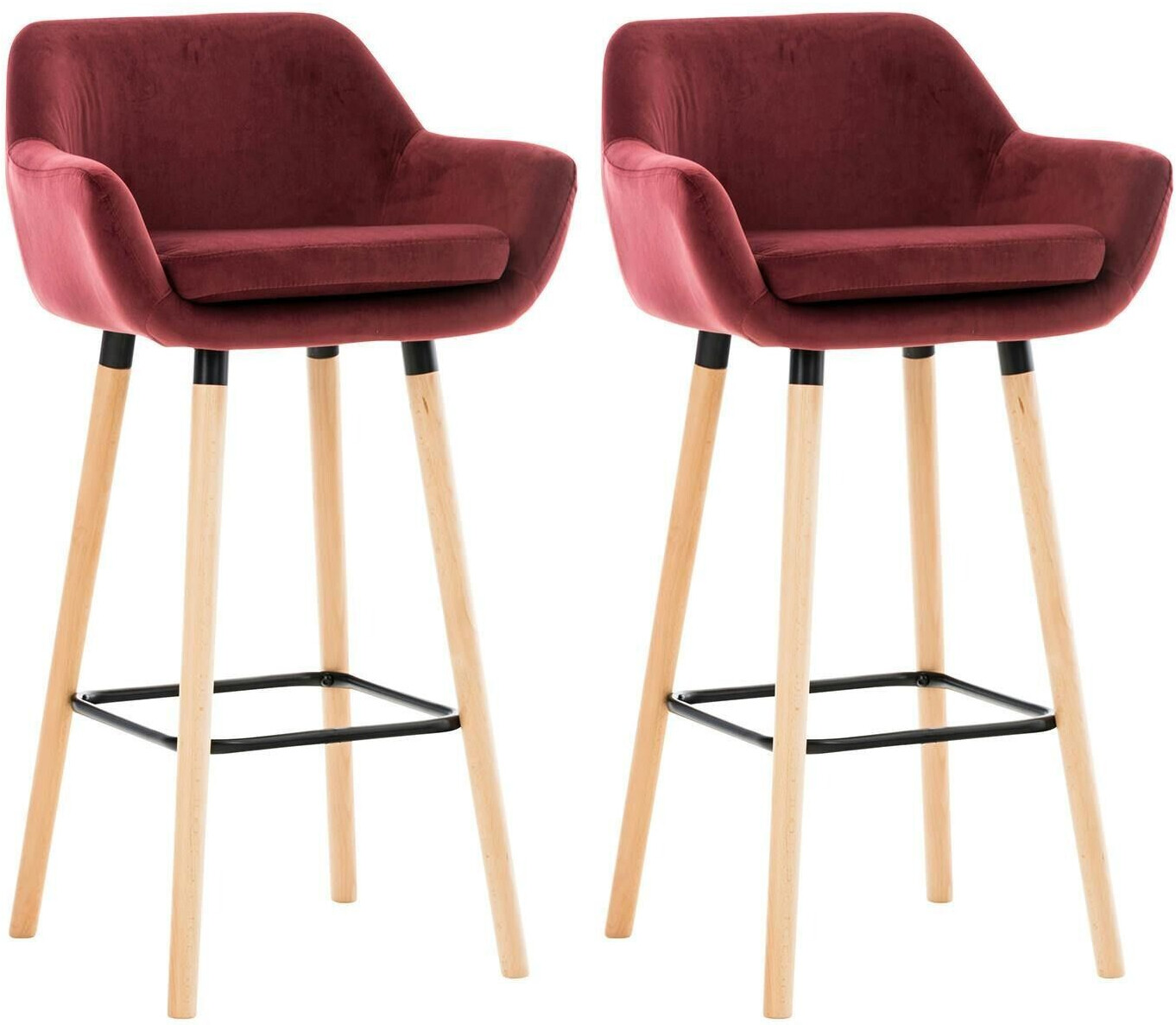 CLP Set of 2 bar stools Grant velvet red (312932)