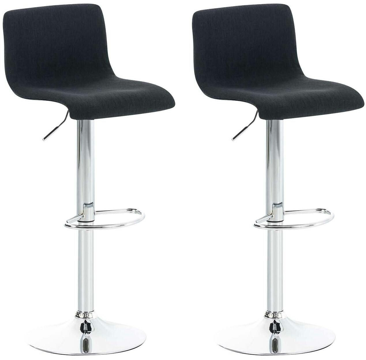 CLP Set of 2 bar stools Hover fabric chrome black (306744)