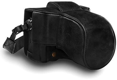 MegaGear MG1550 Ever Ready Genuine Leather Camera Case for Fujifilm X-T3 (XF23mm - XF56mm & 18-55mm Lens) - Black