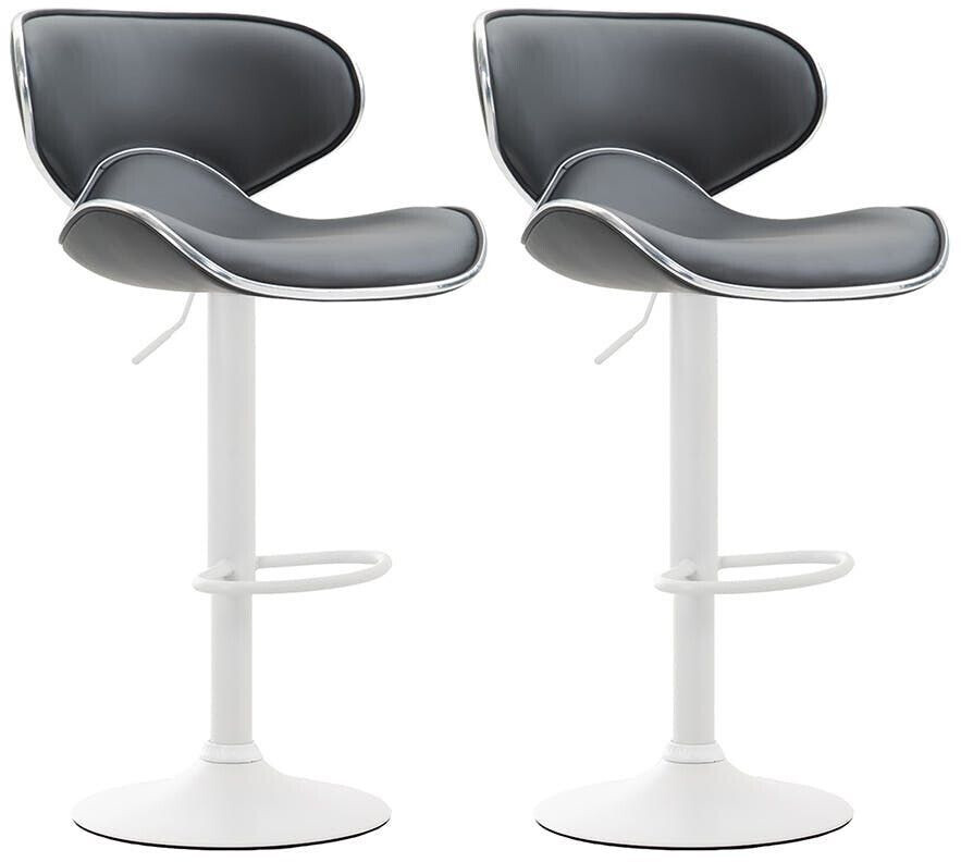 CLP Set of 2 bar stools Las Vegas V2 artificial leather white gray (316044)