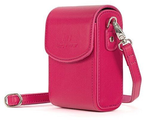 MegaGear MG1432 Panasonic Lumix DC-ZS200 TZ200 Leica C-Lux Leather Camera Case with Strap - Hot Pink