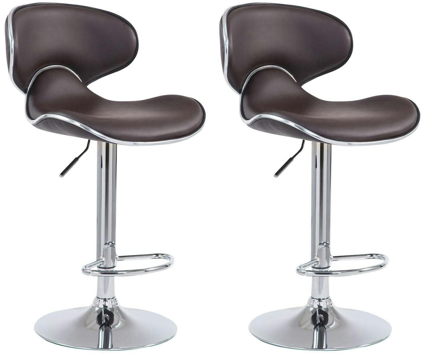 CLP Set of 2 bar stools Las Vegas V2 faux leather chrome brown (308382)