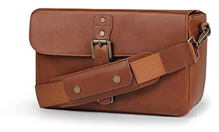 MegaGear MG1525 Leather Camera Messenger Bag for Mirrorless Instant and DSLR Cameras - Light Brown