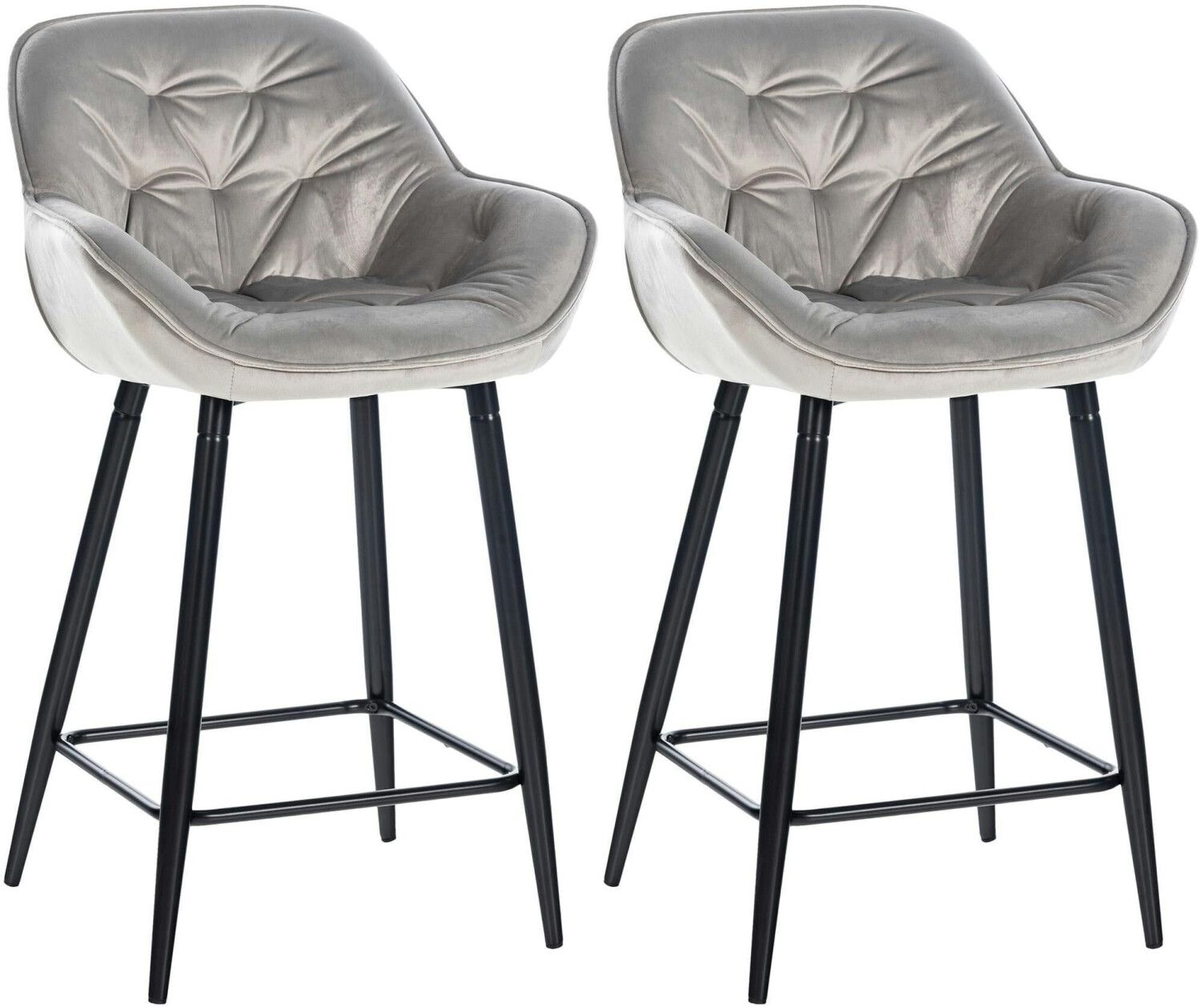 CLP Set of 2 bar stools Gibson 76 velvet gray (322253)