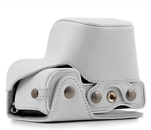MegaGear MG864 Sony Alpha A6300 A6000 (16-50 mm) Ever Ready Leather Camera Case and Strap - White