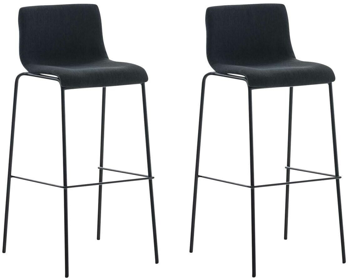 CLP Set of 2 bar stools Hover fabric 4-foot frame black black (304482)