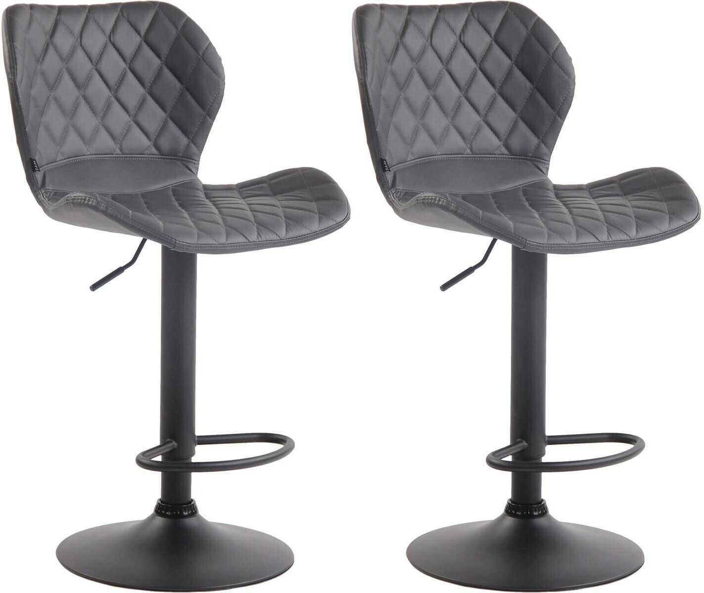 CLP Set of 2 bar stools cork faux leather black gray (315174)