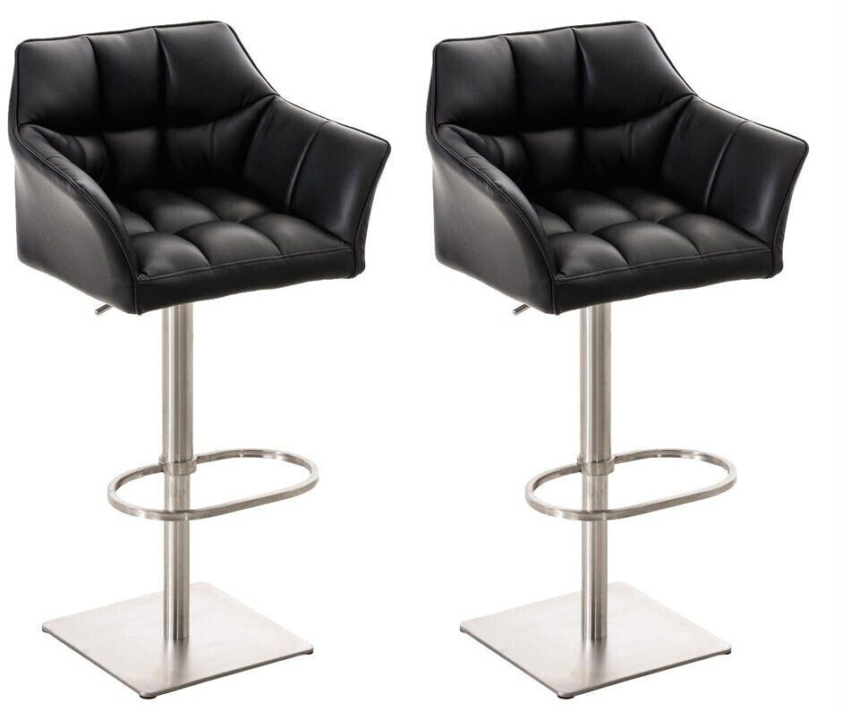CLP Set of 2 bar stools Damaso faux leather stainless steel black (314937)