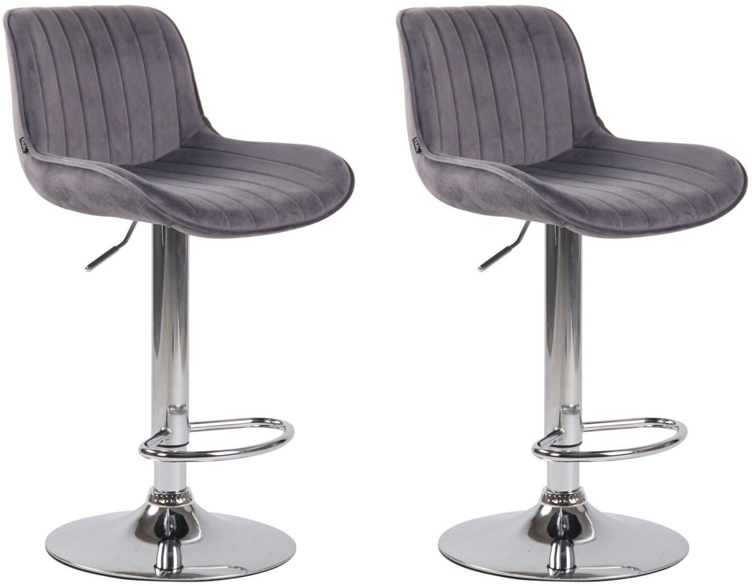 CLP Set of 2 bar stools Lentini velvet chrome dark gray (320602)