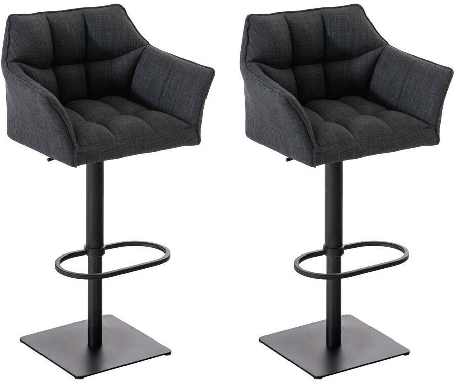 CLP Set of 2 bar stools Damaso fabric black dark gray (314971)