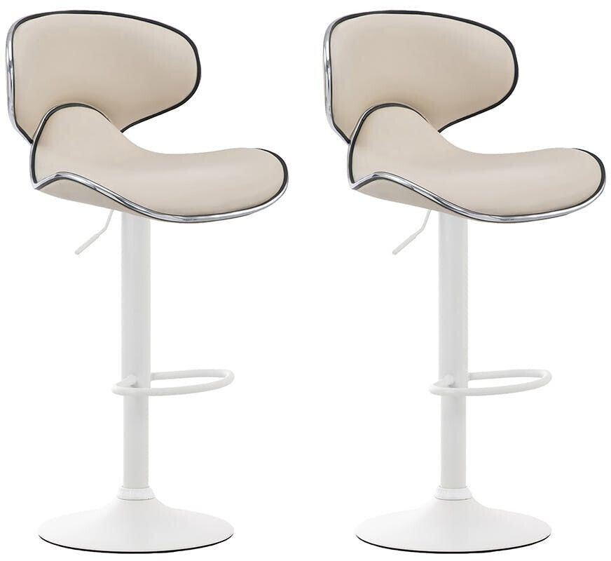 CLP Set of 2 bar stools Las Vegas V2 artificial leather white cream (316042)