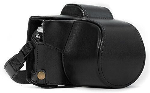 MegaGear MG636 Olympus OM-D E-M10 Mark II E-M10 (14-42mm) Ever Ready Leather Camera Case and Strap - Black