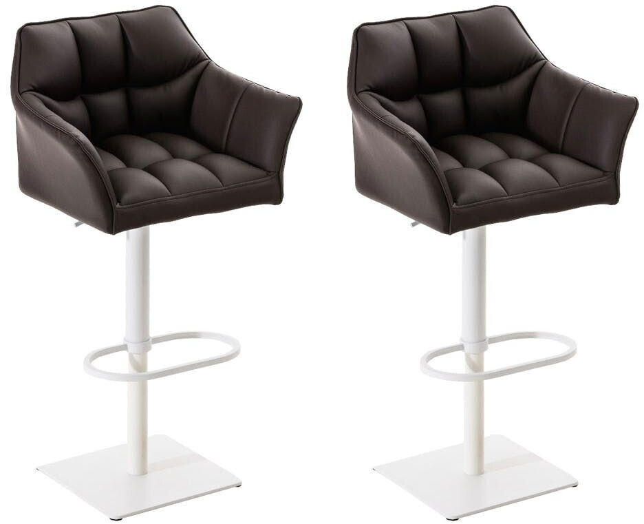 CLP Set of 2 bar stools Damaso faux leather white brown (314925)