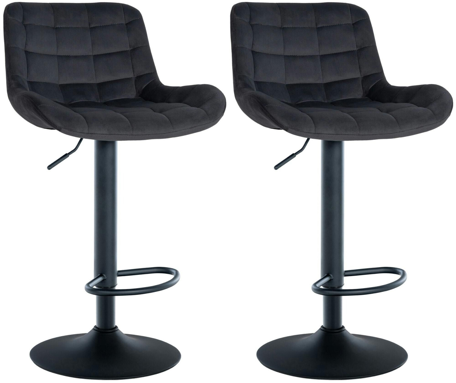 CLP Set of 2 bar stools Tover velvet black (322339)
