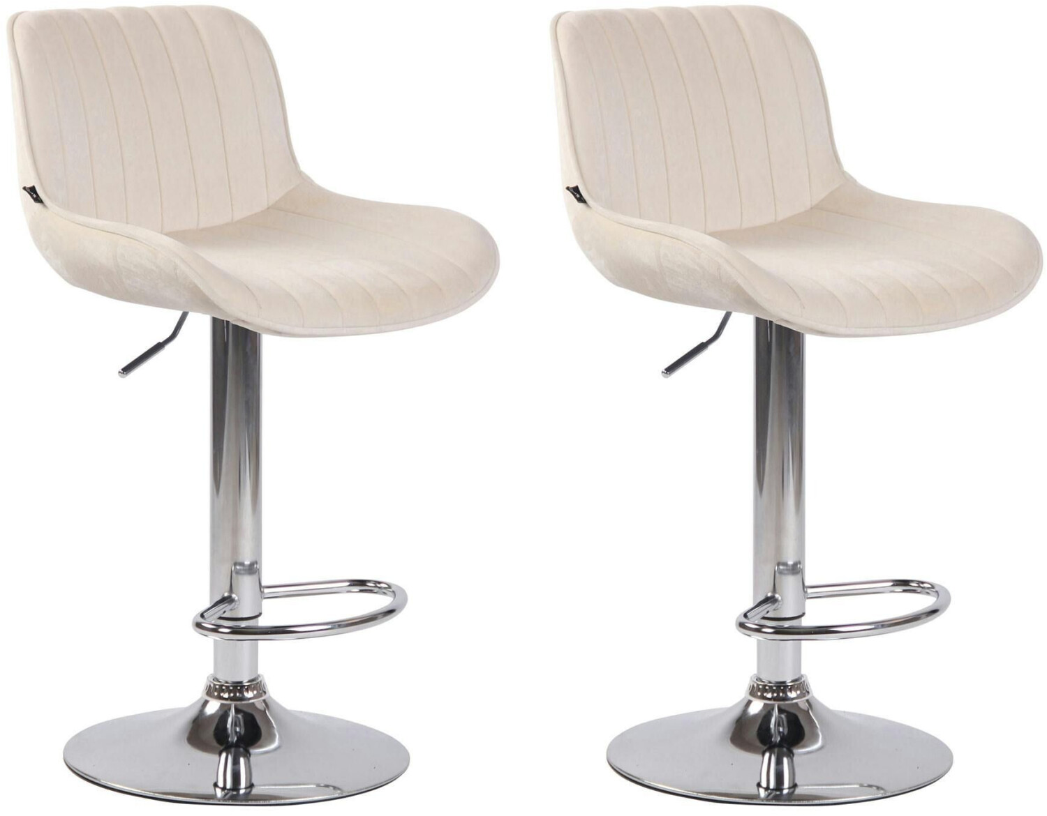 CLP Set of 2 bar stools Lentini velvet chrome cream (320601)