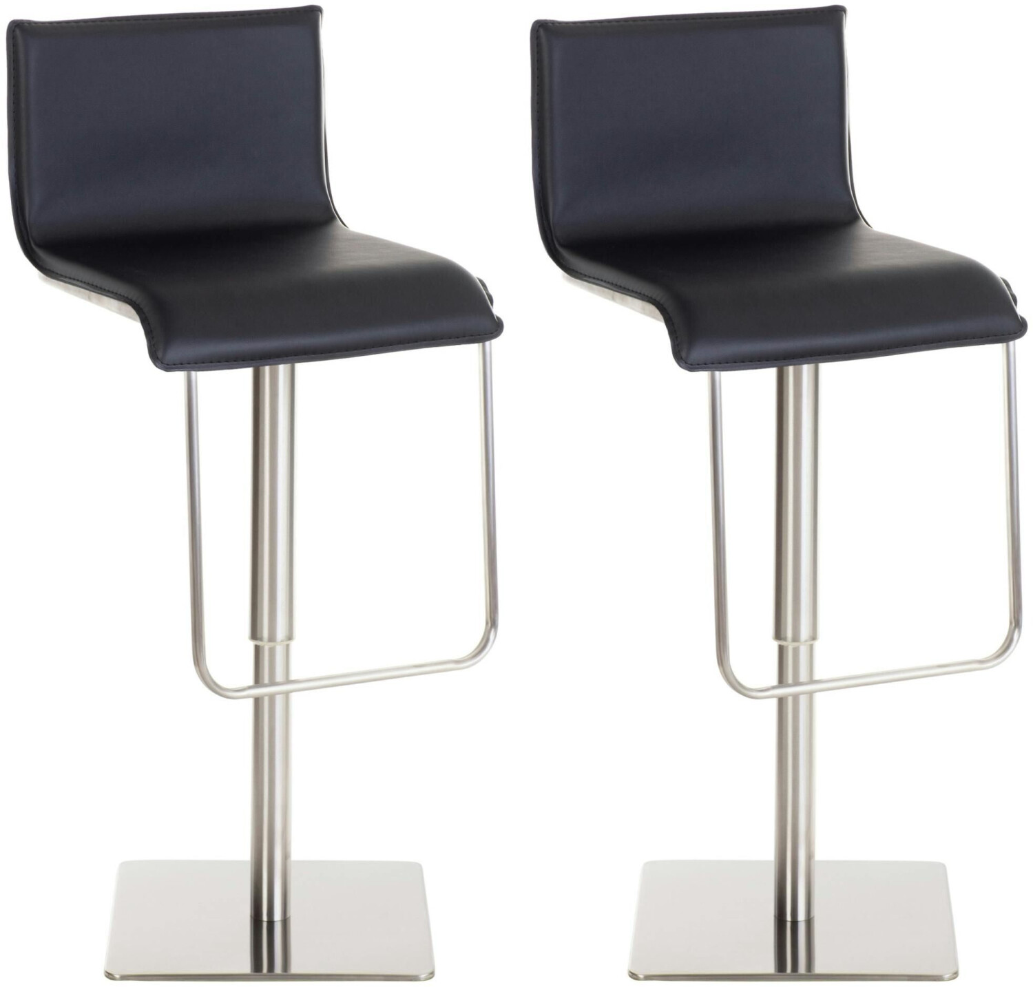 CLP Set of 2 bar stools Limon faux leather stainless steel black (311328)