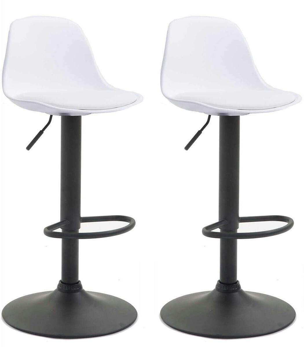 CLP Set of 2 bar stools Kiel plastic black white (314179)