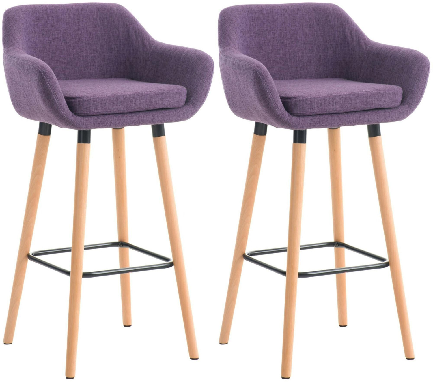 CLP Set of 2 bar stools Grant fabric purple (307124)