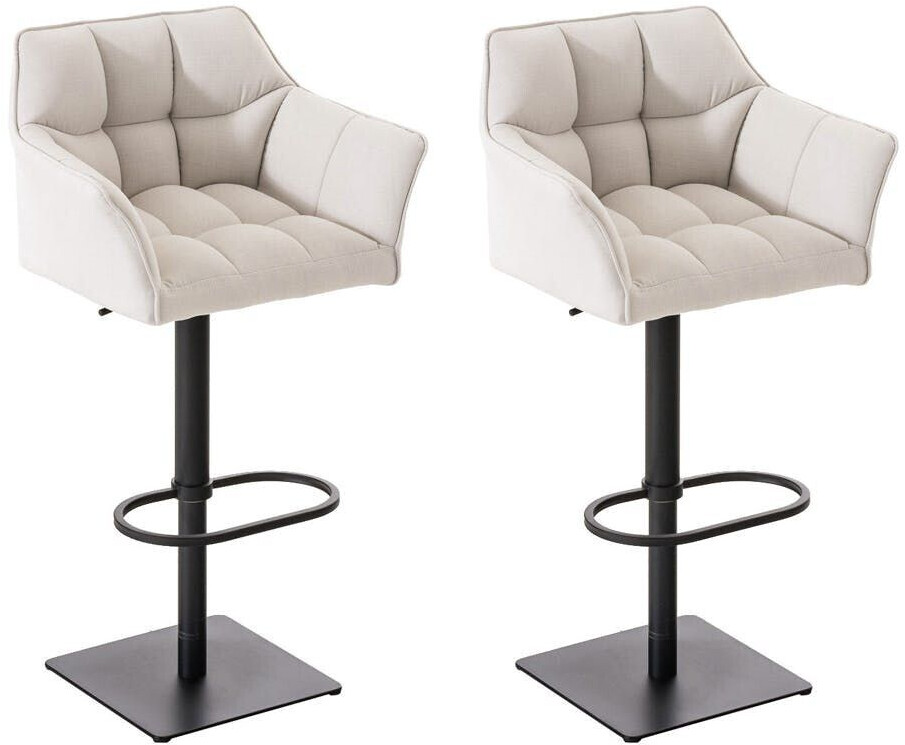 CLP Set of 2 bar stools Damaso fabric black white (314977)
