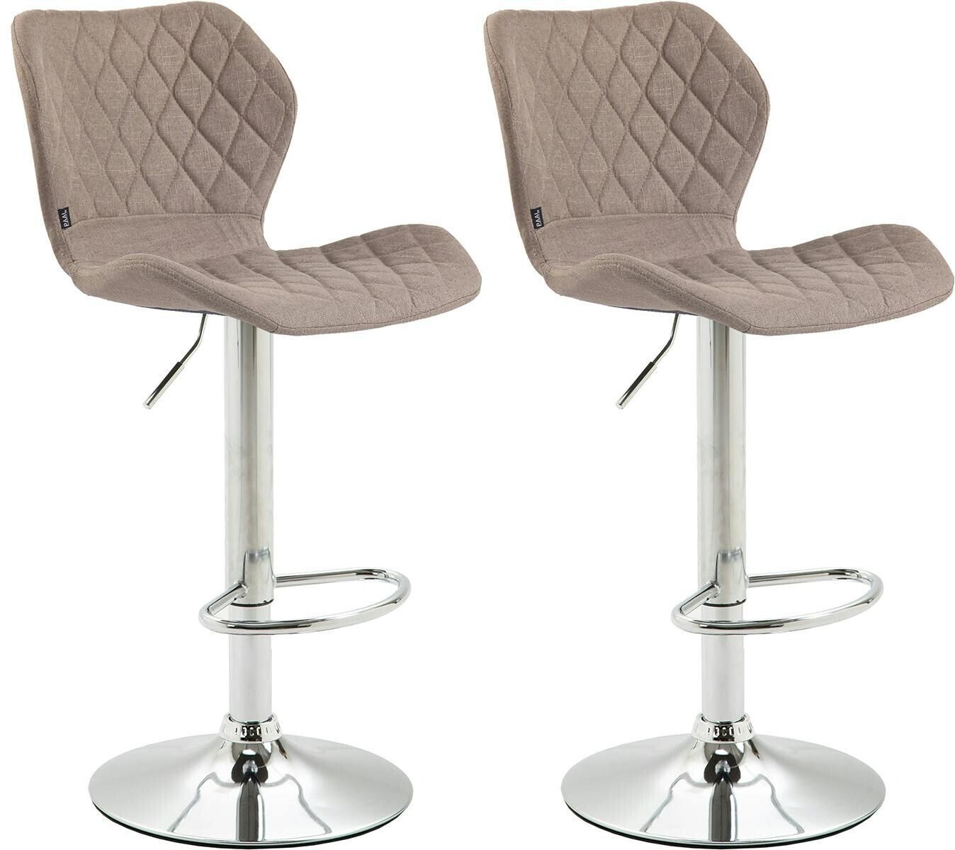 CLP Set of 2 bar stools cork fabric chrome taupe (315108)