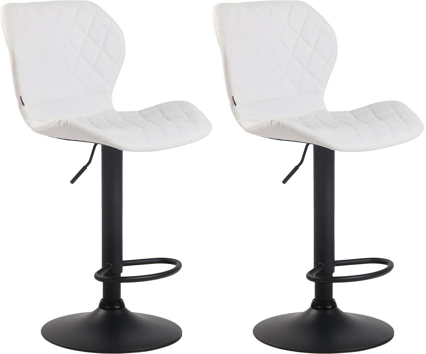 CLP Set of 2 bar stools cork faux leather black white (315169)