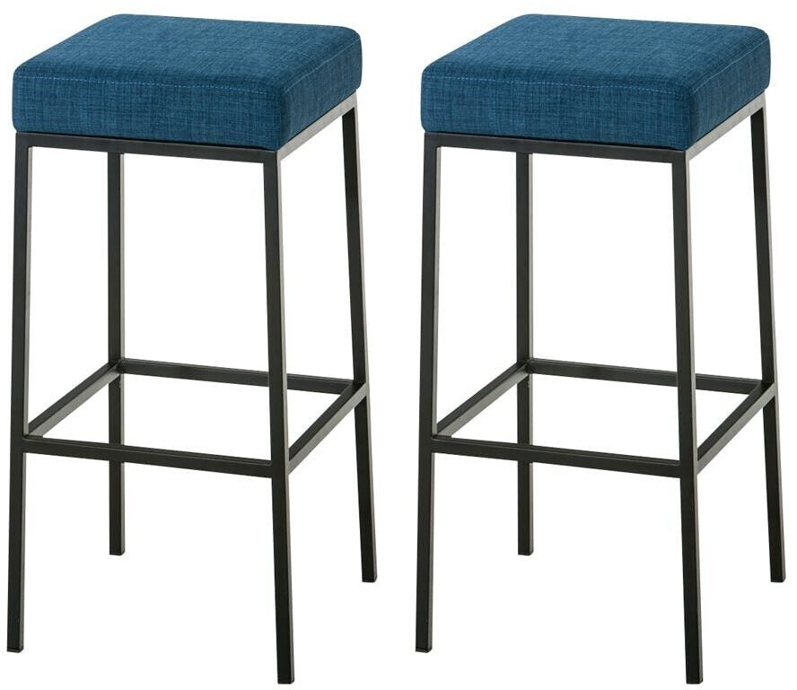 CLP Set of 2 bar stools Montreal 85 fabric black blue (314502)