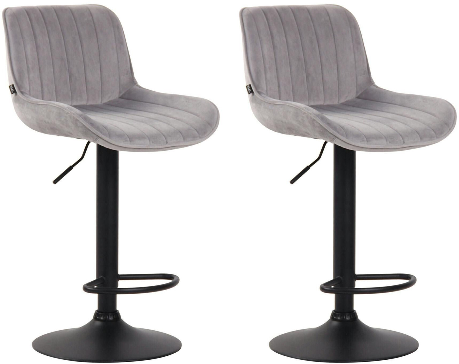 CLP Set of 2 bar stools Lentini velvet black gray (320597)
