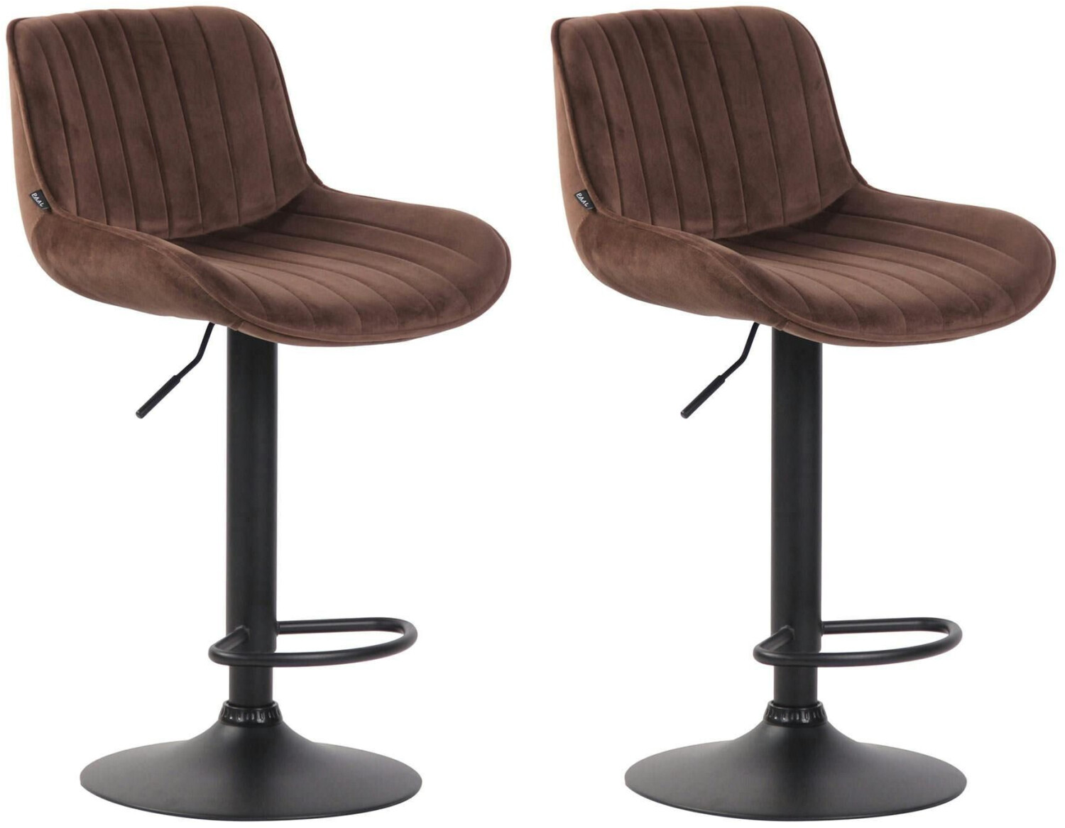 CLP Set of 2 bar stools Lentini velvet black brown (320594)