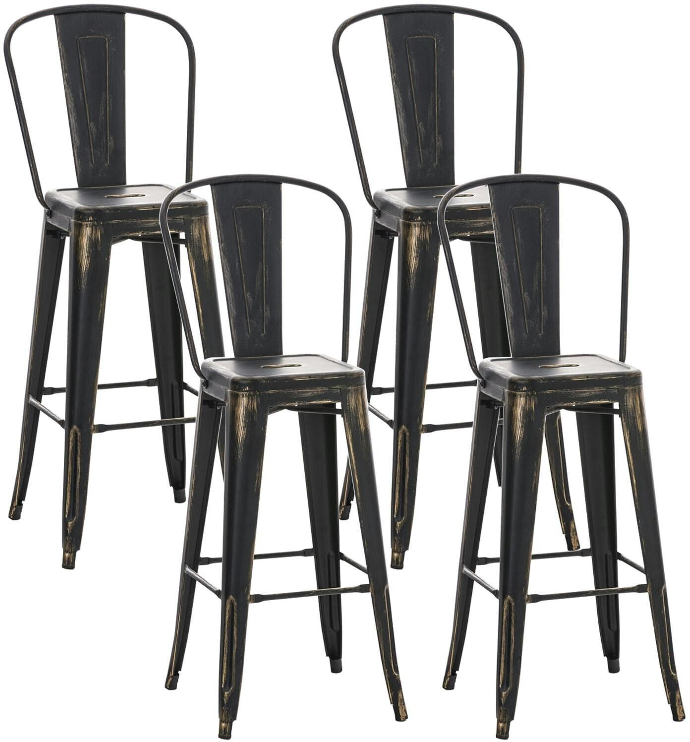 CLP Set of 4 bar stools Aiden antique black-gold (312744)