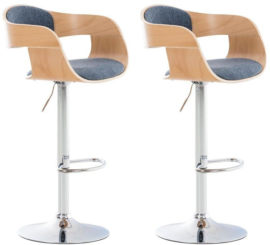 CLP Set of 2 bar stools Kingston fabric natural/blue (315035)