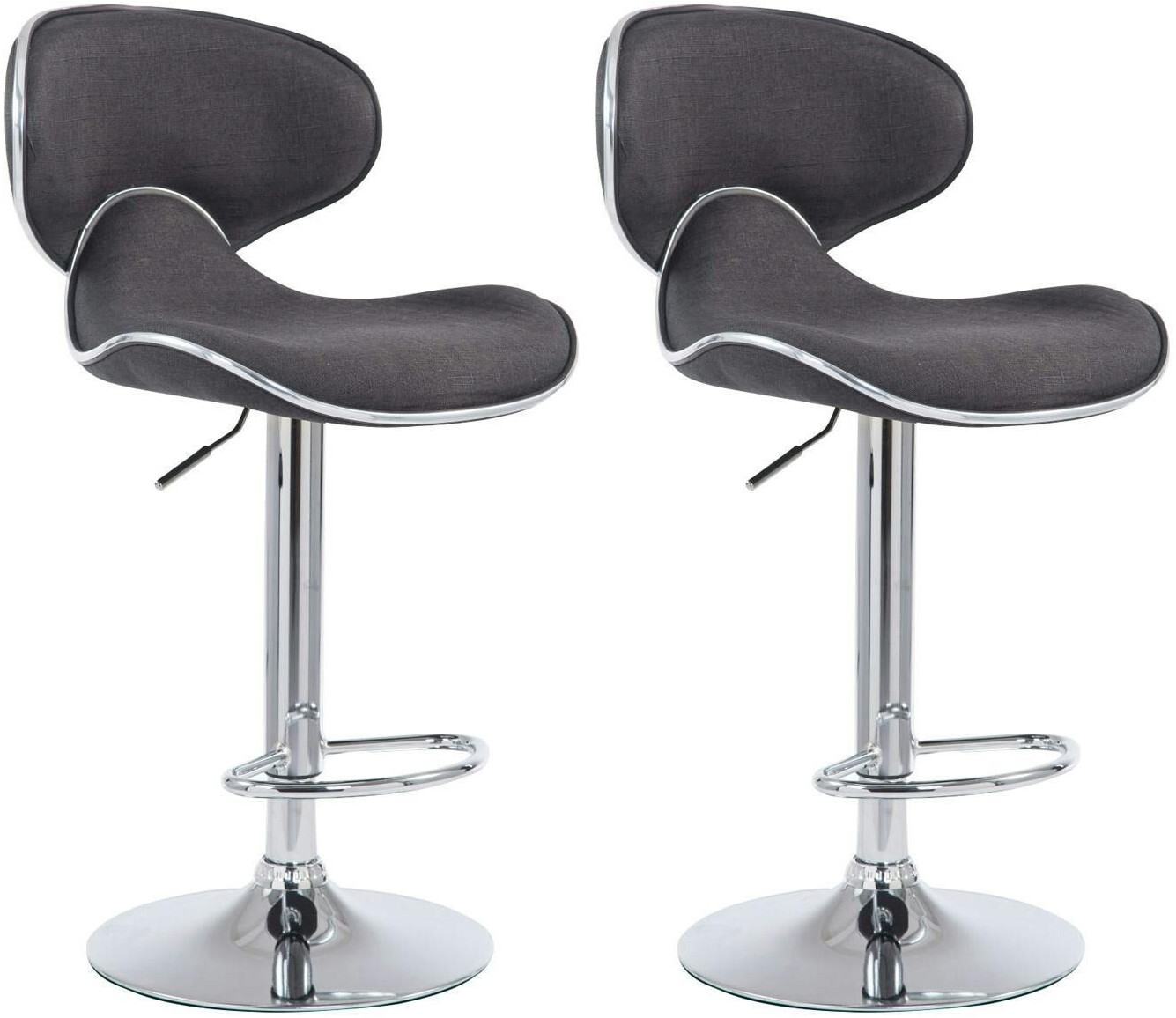 CLP Set of 2 bar stools Las Vegas V2 fabric chrome dark gray (305204)