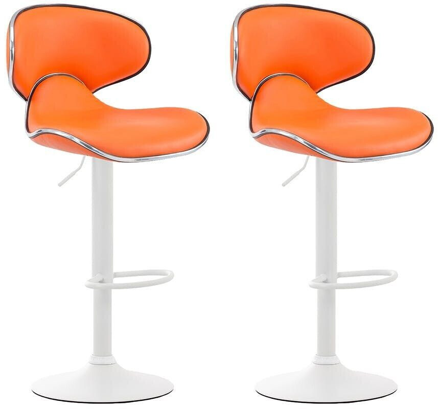 CLP Set of 2 bar stools Las Vegas V2 artificial leather white orange (316047)
