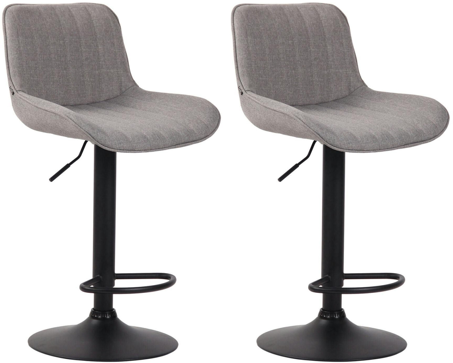 CLP Set of 2 bar stools Lentini fabric black gray (320574)