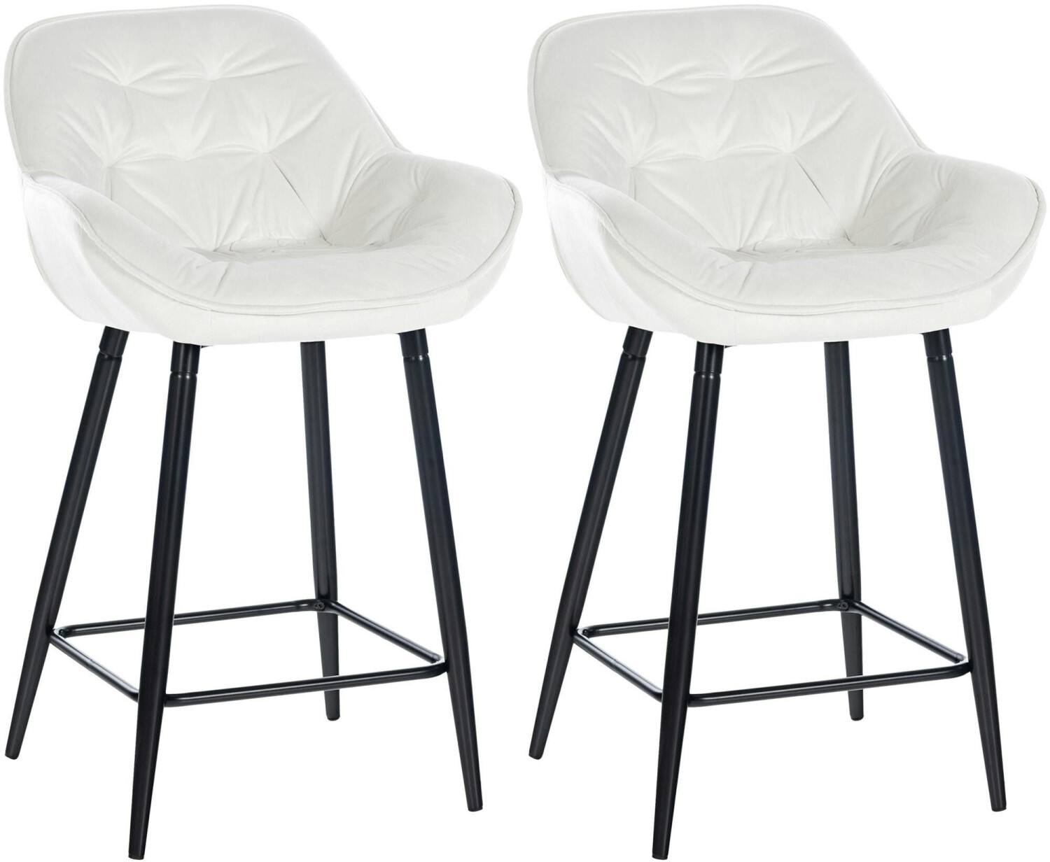 CLP Set of 2 bar stools Gibson 76 velvet cream white (322244)