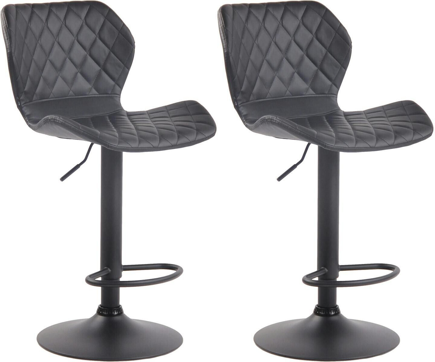 CLP Set of 2 bar stools cork faux leather black black (315176)