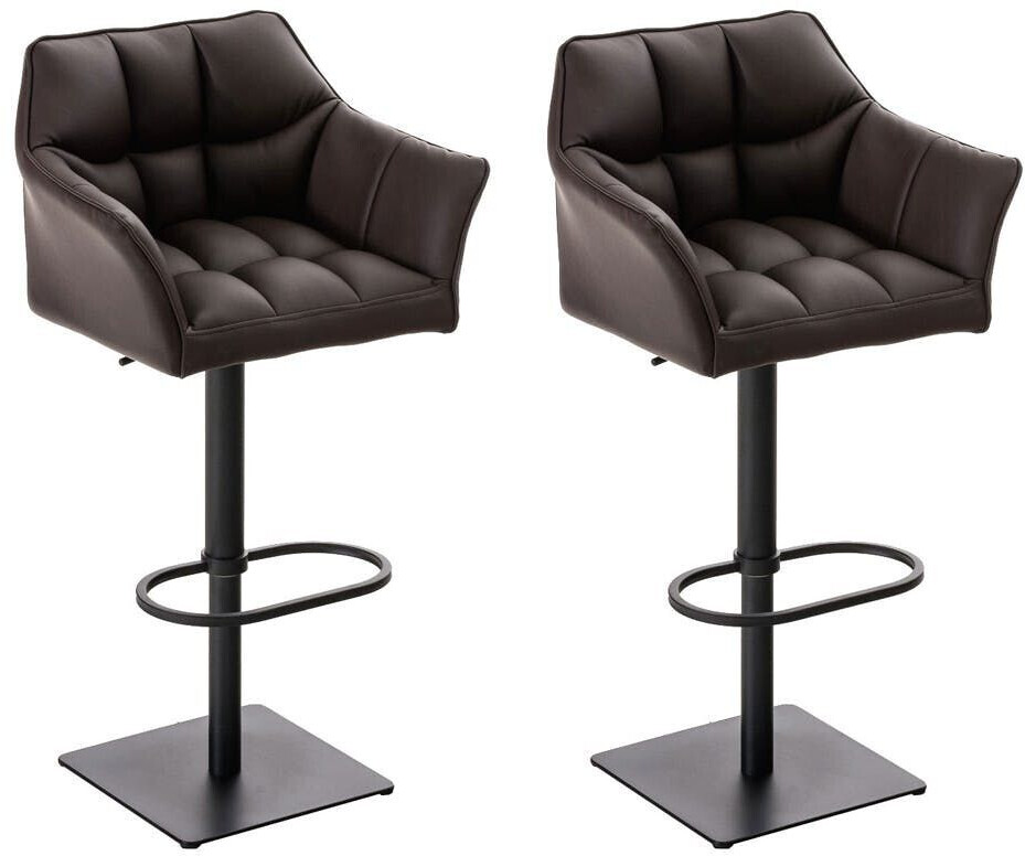 CLP Set of 2 bar stools Damaso faux leather black brown (314934)