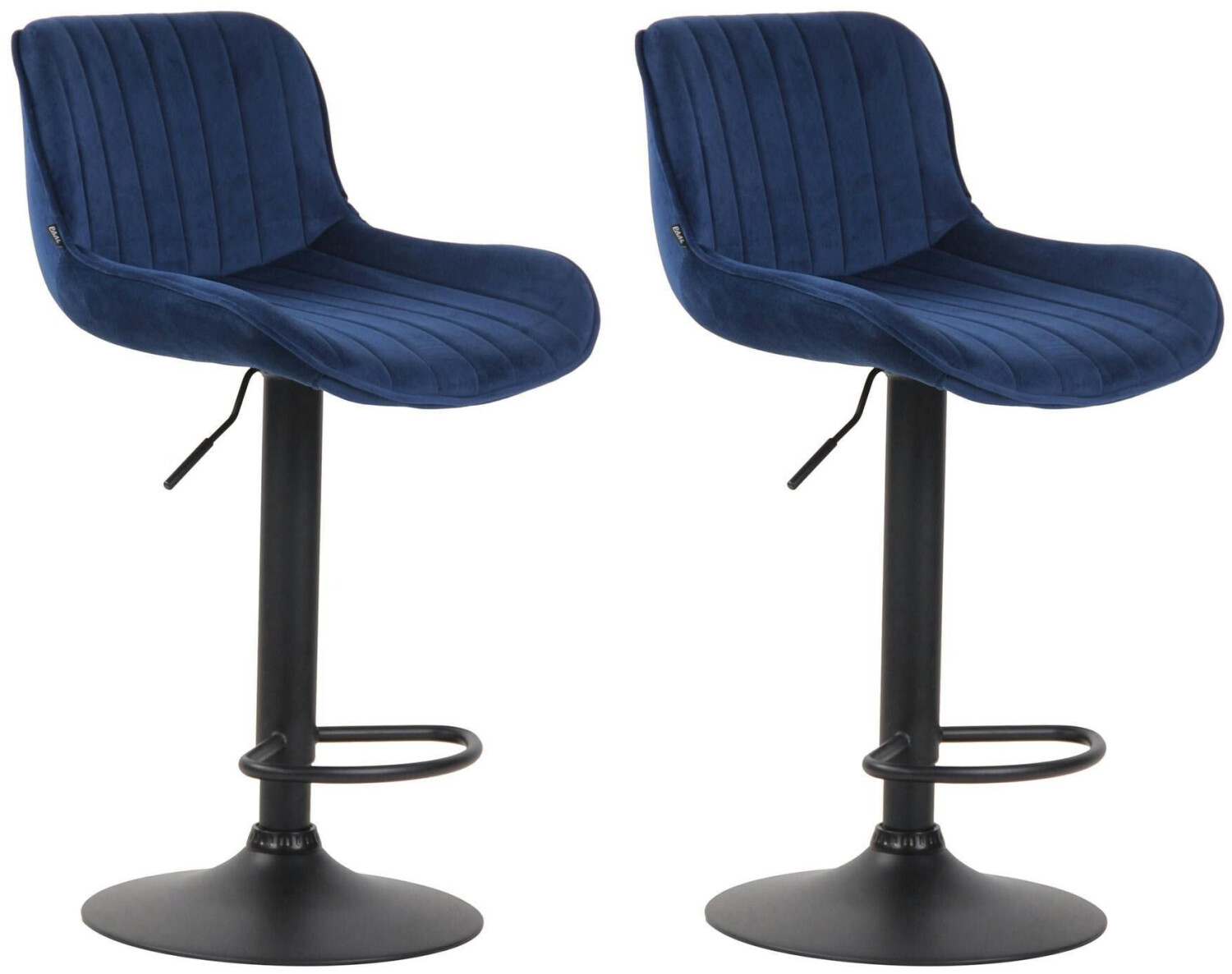 CLP Set of 2 bar stools Lentini velvet black blue (320593)