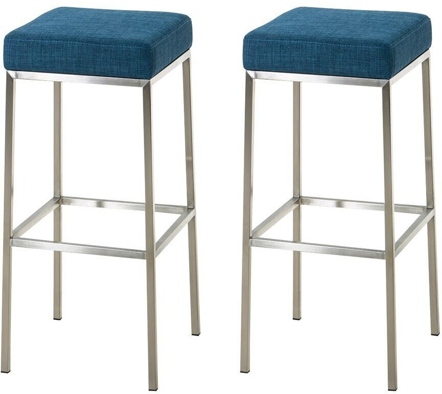 CLP Set of 2 bar stools Montreal 85 fabric stainless steel blue (314512)