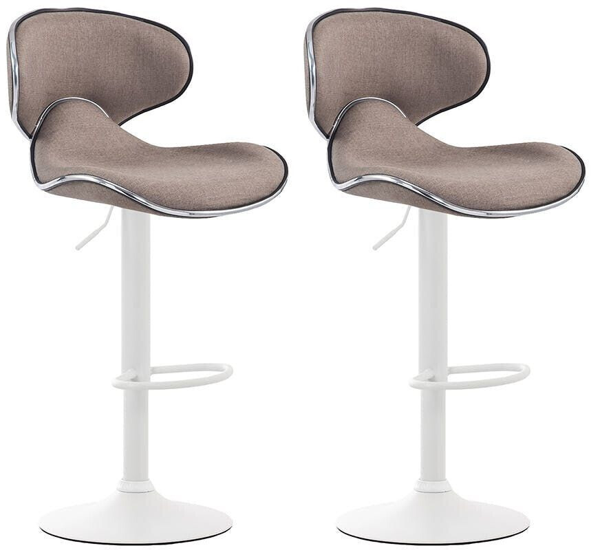 CLP Set of 2 bar stools Las Vegas V2 fabric white taupe (316060)