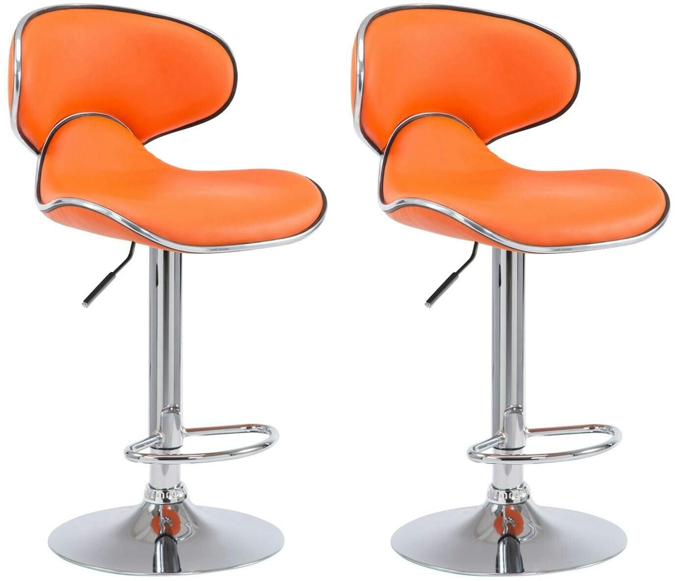 CLP Set of 2 bar stools Las Vegas V2 faux leather chrome orange (308386)