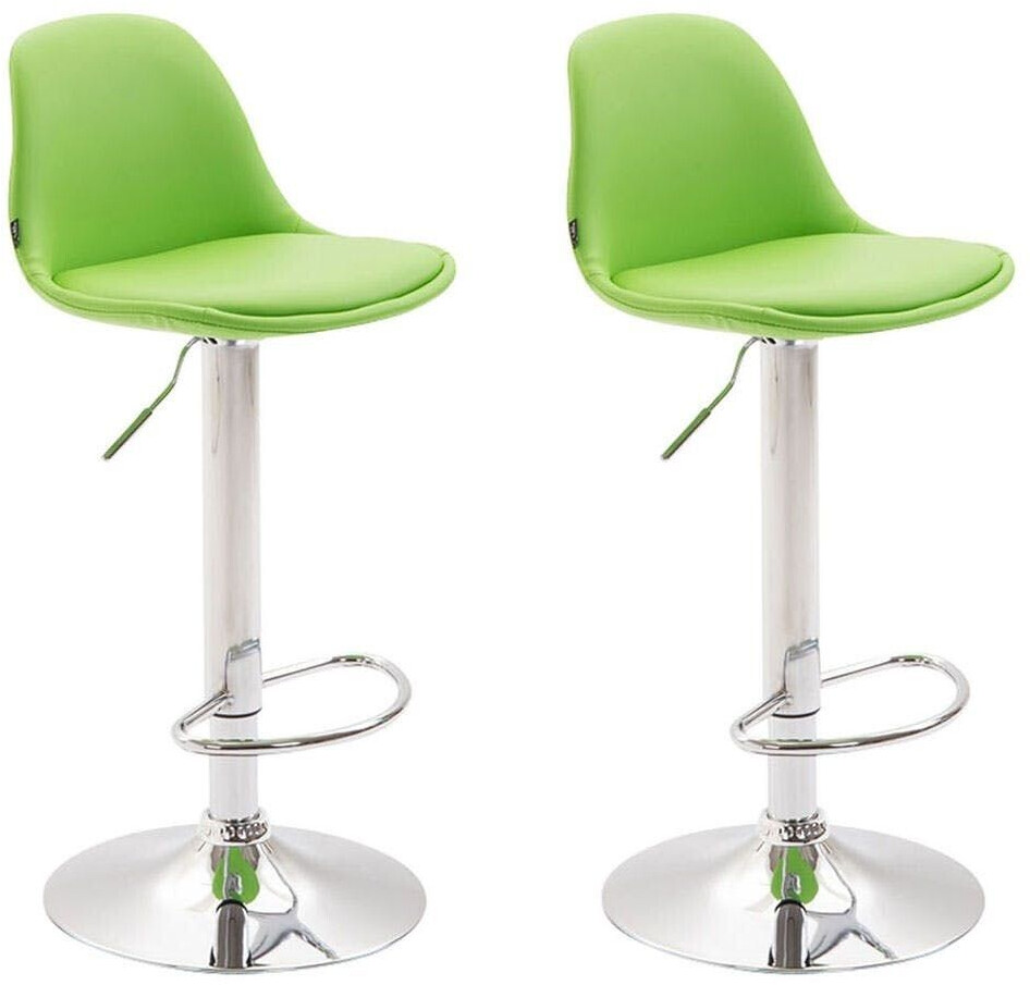 CLP Set of 2 bar stools Kiel fully upholstered faux leather chrome green (304557)
